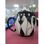 A Moorcroft Pottery Mug, painted in the 'Love Cats' design by Rachel Bishop, impressed and painted