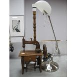 An Unusual Wooden Lamp Modelled as a Treadle Sewing Machine, with working treadle and front