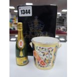 A Royal Crown Derby Imari Ice Bucket (11cm high) and Bottle of Champagne, date code for 1999, red