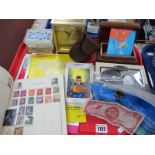 Turkish Coinage, stamp album, Bamforth's postcards, Maltese cross pendant, etc:- One Tray
