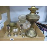 Brass Oil Lamp, brass mortar, etc:- One Box