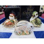 Royal Crown Derby Paperweights as 'Bakewell Duckling'. with certificate, and 'Baby Rowsley