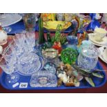 Glass and Wade Animals, Edinburgh crystal clock, Stuart wines, paperweights etc:- One Tray