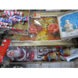 A Tray of Vintage Christmas Decorations, including two boxes of crackers (one by Tom Smith), a