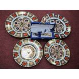 Two Royal Crown Derby Imari Pattern Plates, 1128 pattern; together with two smaller Royal Crown