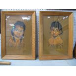 R. Romonick (Canadian Artist); A pair of watercolours of Sioux Children. (2)