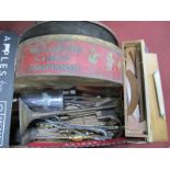 Fire Irons, tins, curve measurements etc:- One Box