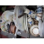 Edwardian Teaware, iron pan, modern table pottery, cameras etc:- Two Boxes
