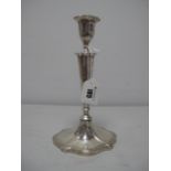 A Hallmarked Silver Candlestick, Walker & Hall, Sheffield 1939, of tapering design, on shaped base