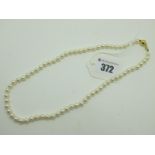 A Modern Fresh Water Pearl Bead Necklace, to plain ball clasp stamped "375".