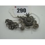 A Vintage Style Marcasite Set Pumpkin Carriage Watch/Brooch, with articulated wheels and hinged