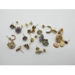 A Small Collection of "375" and Other Earrings, all to post fittings.