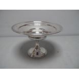 A Hallmarked Silver Pedestal Dish, (markers mark rubbed) Sheffield 1912, of plain circular form,