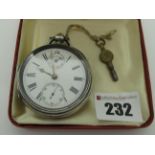 A Chester Hallmarked Silver Cased Openface Pocketwatch, the white dial with Roman numerals,