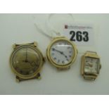 Trebex; A Vintage 9ct Gold Cased Wristwatch Head, (no strap); and 18ct gold cased ladies