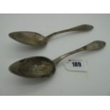 A Pair of Continental Table Spoons, stamped markers mark and "13", initialled. (2)