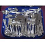 A Six Setting Part Canteen of Kings Pattern Plated Cutlery, including pair of serving spoons, fish