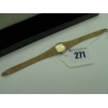 Bulova; A 9ct Gold Cased Ladies Wristwatch, the signed dial with line markers, in plain