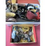 A Large Collection of Ladies Leather, Chain and Other Belts:- Two Boxes