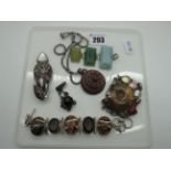 A Small Collection of Hardstone Inset "925" Jewellery, including large ornate pendants of various