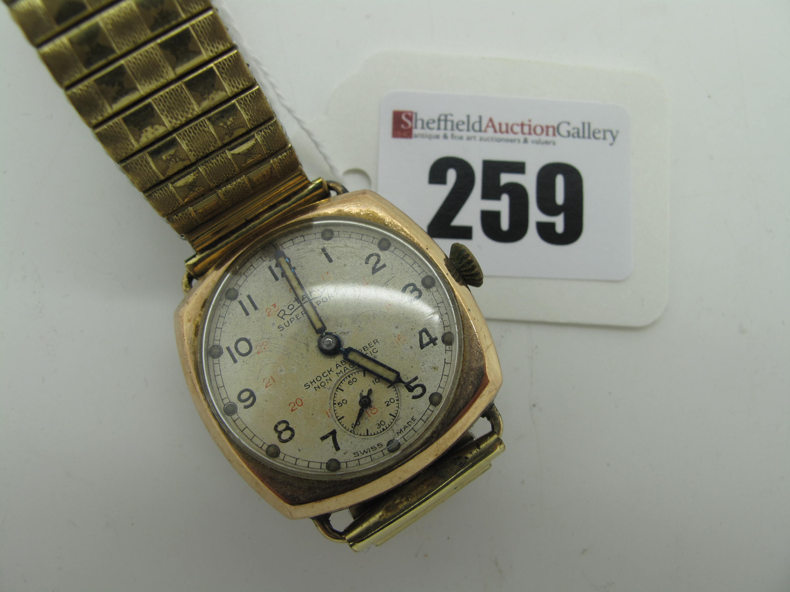 Rotary; A Vintage 9ct Gold Cased Gent's Wristwatch, the "Super Sport" signed dial with Arabic