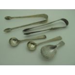 A Pair of Hallmarked Silver Old English Pattern Salt Spoons, London 1803, initialled; a hallmarked