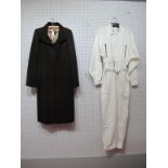 A c.1980's Vintage White Cotton Jump Suit, with zipped pockets, cuffed sleeves and ankles; a