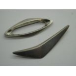 Hans Hansen; An Asymmetrical Boomerang Style Brooch, stamped "825S Denmark", a modern style