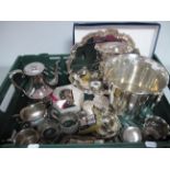 Hallmarked Silver and Other Napkin Rings, assorted plated ware, including presentation salver, large