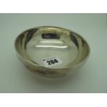 A Hallmarked Silver Bowl, (marks rubbed) (lined) 11.5cm diameter.