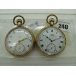 A Prima Gold Plated Pocket Watch, the signed dial with Arabic numerals and seconds subsidiary dial