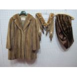 A Three-quarter Length Dark Beige Mink Coat, retailers label for "Joseph Fox Furrers, Sheffield",