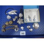 Trifari, Boucher and Other Costume Jewellery, Wedgwood blue and white Jasperware earrings and