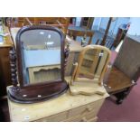 A XIX Century Stained Wooden Dressing Mirror on bobbin supports, one other. (2)