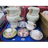 A Pair or Adams Calyx Jugs 24.5cm high, Aynsley, Minton, Meissen cups and saucers, etc:- One Tray