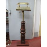 A Victorian Era Ecclesiastical Adjustable Brass Lectern, on solid wooden base with a period overhead