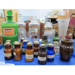 A XIX Century Pharmacy Bottles, other small pharmacy bottles with labels, Calcium Carbonate,