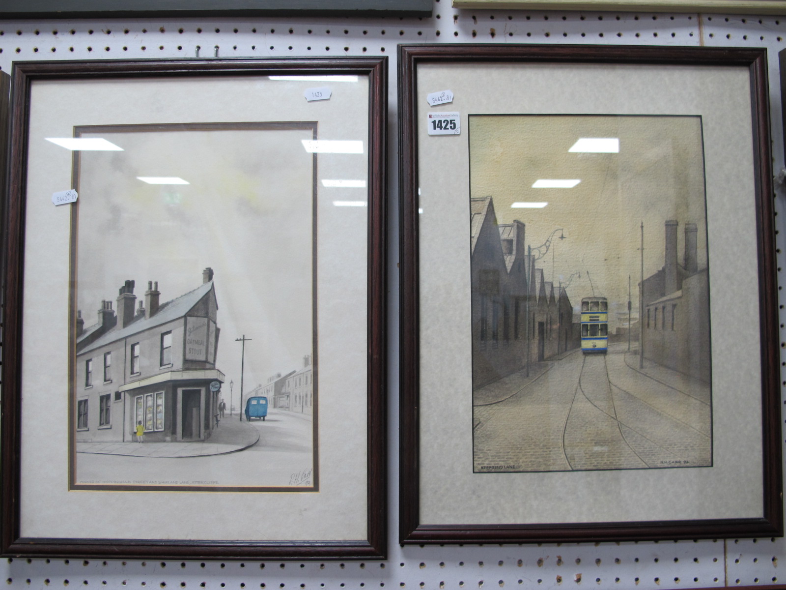 R.H.Carr 'Neepsend Lane' and 'Attercliffe', pair of watercolours, 33.5 x 22.5cm, signed and dated,