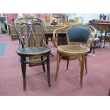 A Bentwood Armchair, circa 1920's, another with double hoop and circle back. (2)