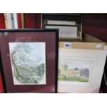 XIX Century Print Libraries - Schools from Exeter College Garden, XIX Century print Founders -