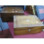A XIX Century Walnut Writing Slope, 30.5cm wide, and a XIX Century mahogany box. (2)