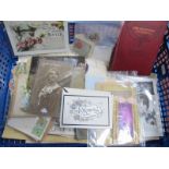 Old Correspondence, Bills, French and other postcards, 'Our Homeland Cathedrals' pocket book, etc.