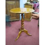A XIX Century Fruitwood Pedestal Table, with circular top on turned support and tripod legs, 49cm