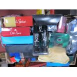 A Collection of Vintage and Later Gents Aftershaves and Toilet Sets, mainly boxed:- One Box