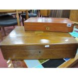 An Edwardian Oak Cutlery Cabinet, with campaign style brass side handles, plus another smaller