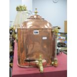 A Victorian Copper and Brass Village Hall Tea Urn, with front glass tube content measure, 37.5cm