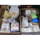Victorian Toilet Jug, various cheese dishes, EPNS sugar sifter, etc:- Two Boxes