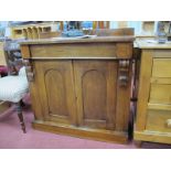 A XIX Century Mahogany Cabinet, with low back, single drawer, twin cupboard doors on plinth base,