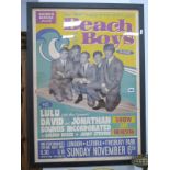 A Large Framed Poster Advertising 'The Beach Boys' appearance at the London Astoria in the 1960's,