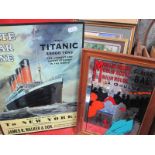 Repro White Star Line Titanic sign, together with a box of prints:- One Box